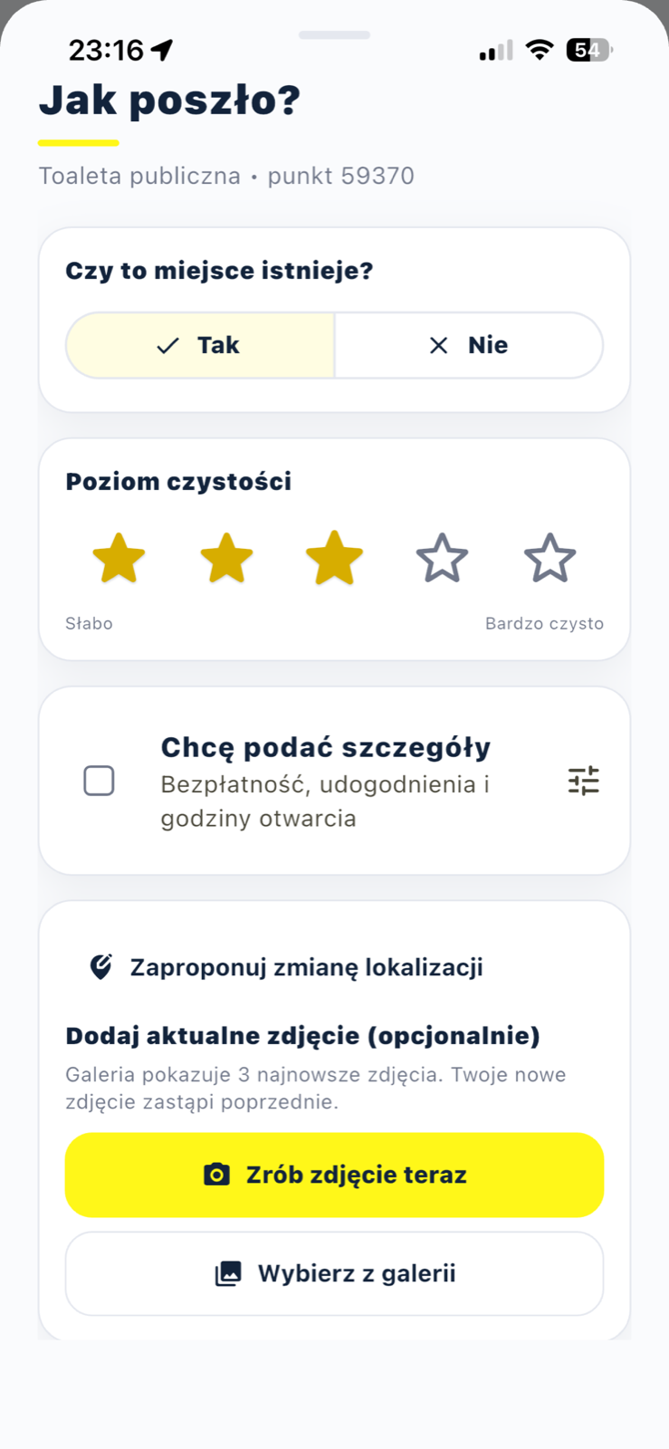 Ocena toalety po skorzystaniu